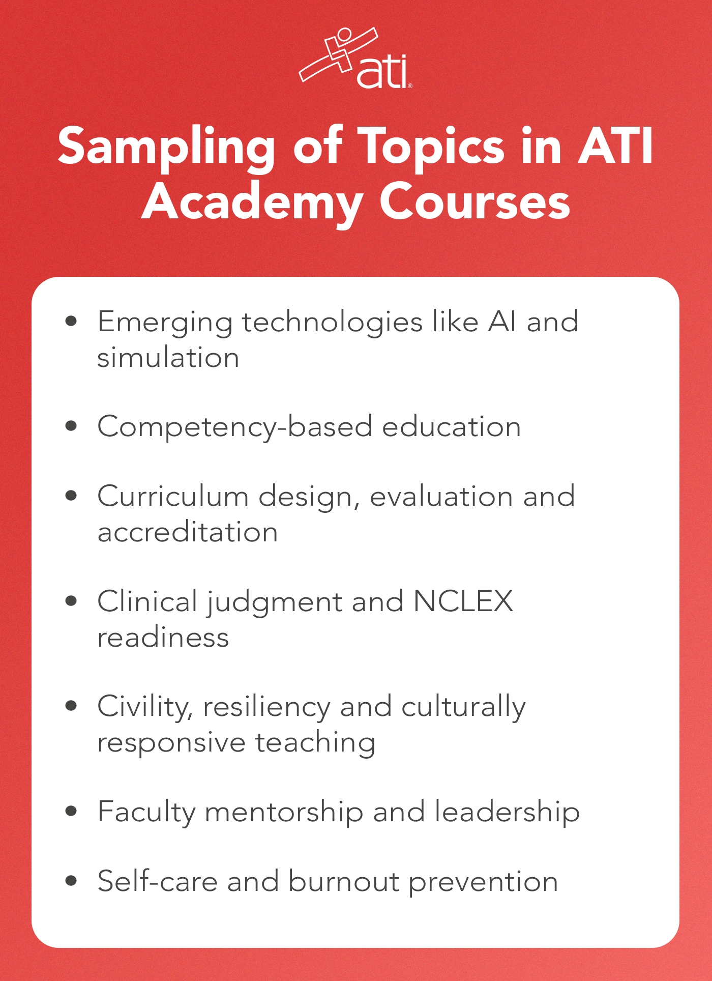 Here's a sampling of courses in ATI Academy