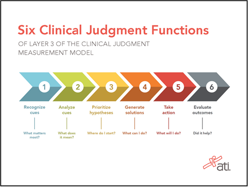 The NCSBN has identified 6 functions of clinical judgment