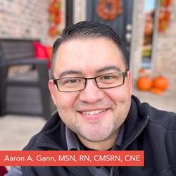 Aaron Gann headshot Aaron A. Gann, MSN, RN, CMSRN, CNE