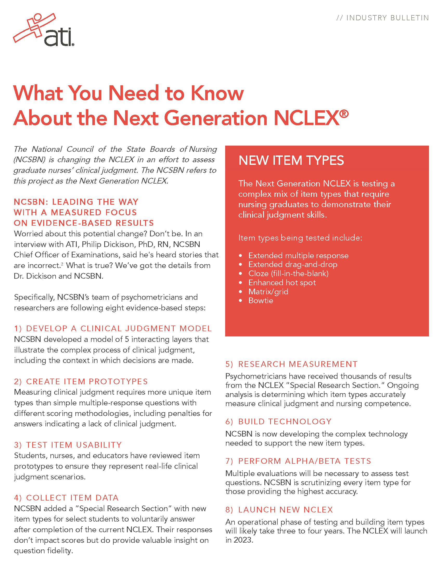INDUSTRY BULLETIN - Next Gen NCLEX - page 1