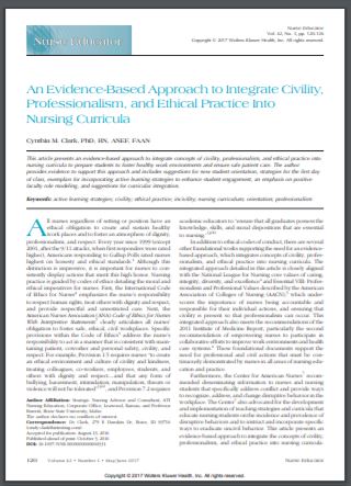 “An Evidence-Based Approach to Integrate Civility, Professionalism, and Ethical Practice Into Nursing Curricula