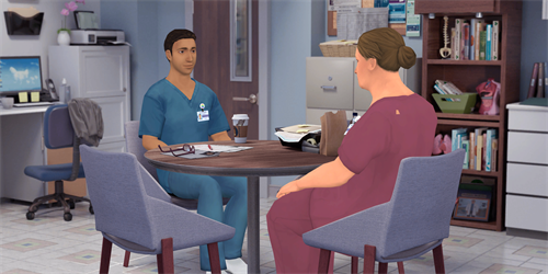 Nurse Alex Talks to Rio in Simulation