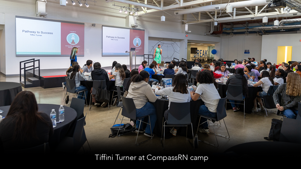 Tiffini Turner explains the nursing school admissions process Tiffini Turner speaks with students at the CompassRN Nurse Camp in 2024