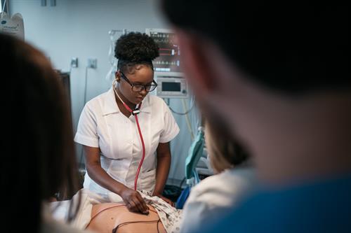 Next Gen NCLEX student in sim lab Next Gen NCLEX student in sim lab