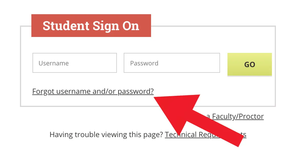 login page screenshot