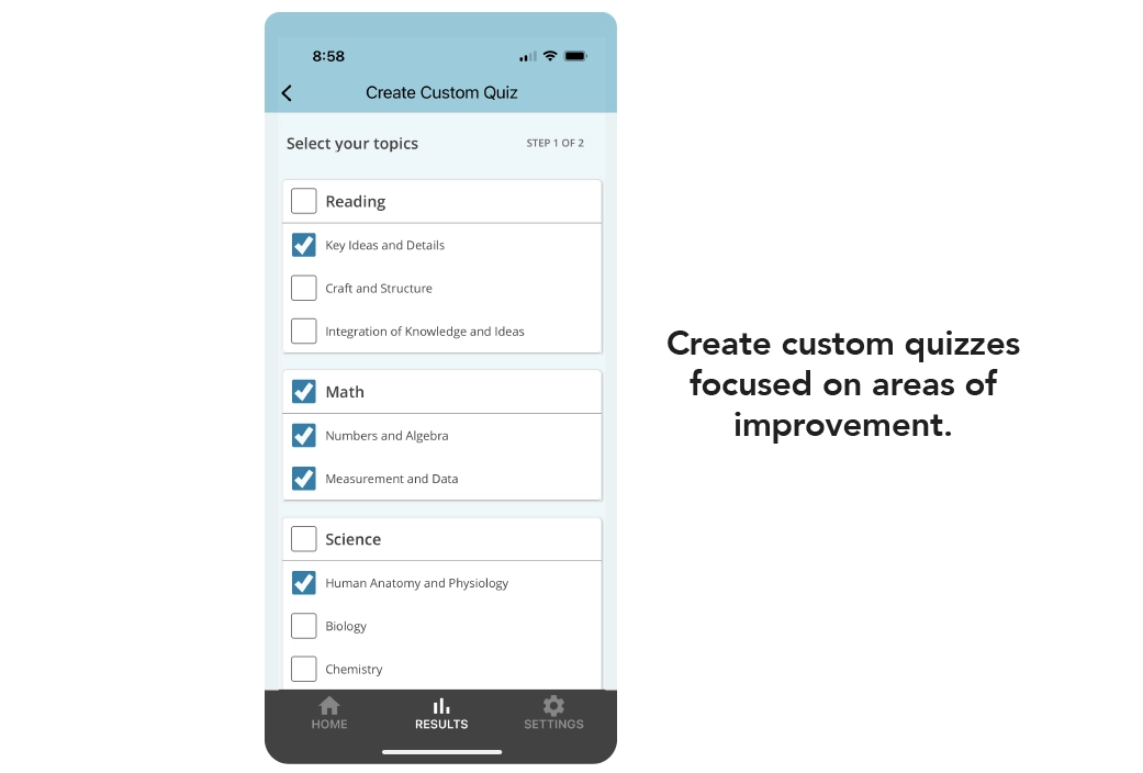 Mobile App - Custom Quizzes